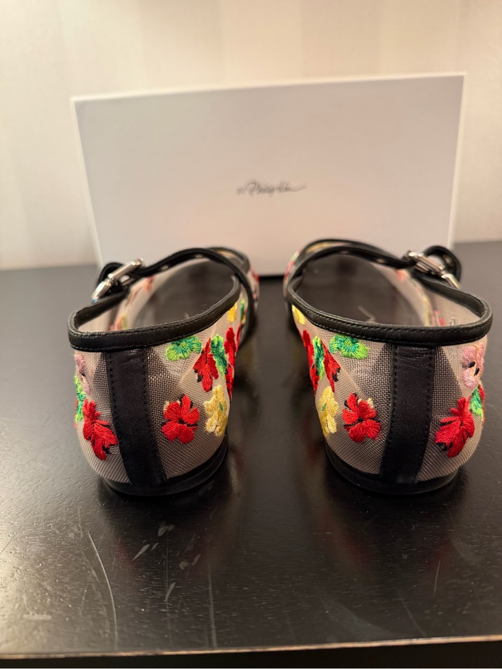 3.1 Phillip Lim Floral Embroidered Mary Jane Flats - Picture 4 of 6